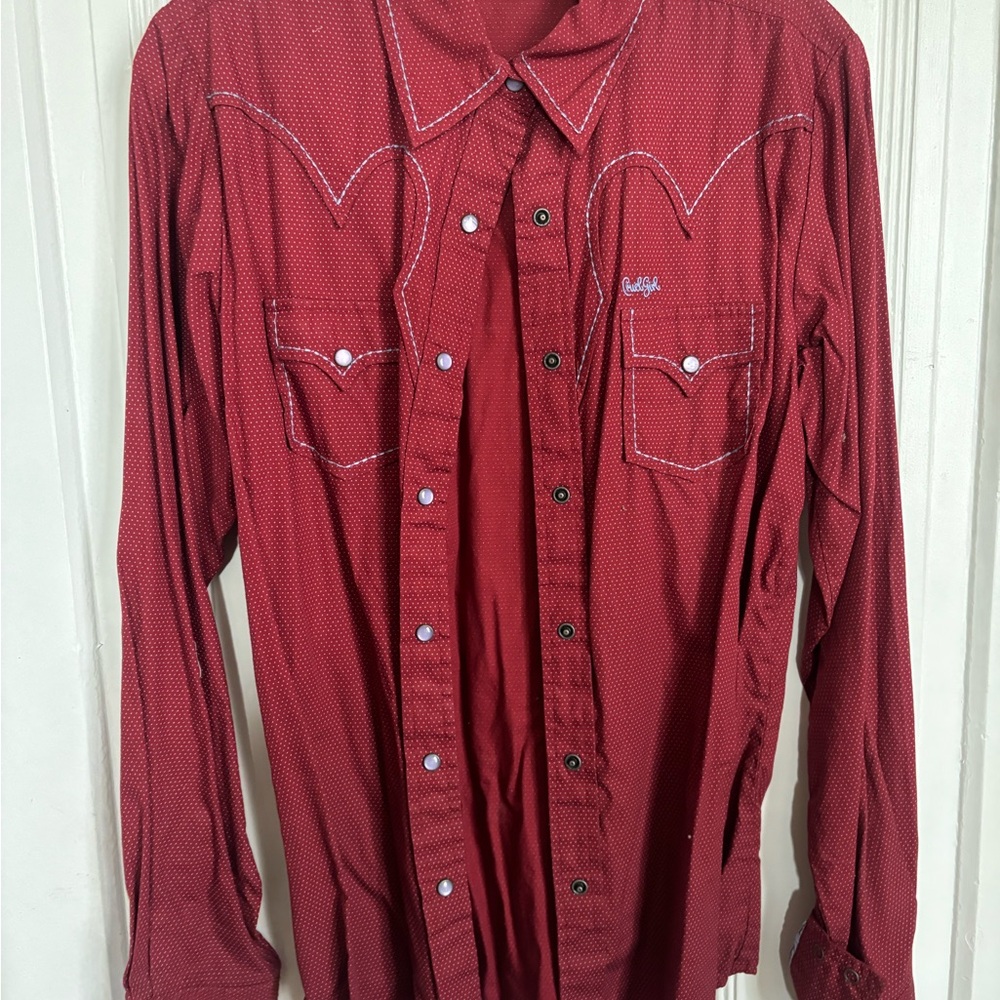 Cruel Girl Red Button Down Western Shirt
